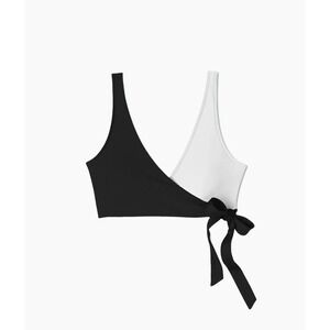 Summersalt Perfect Wrap Bikini Top ONLY Swimsuit Women 12 Black White